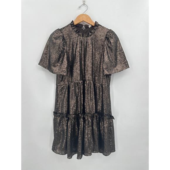Sea New York Rachelle Puff Sleeve Dress in Bronze Size Large NWT Pockets - Picture 5 of 13